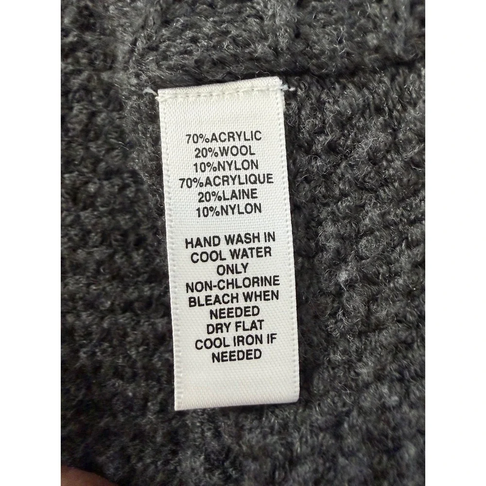 Saks Fifth Avenue Women Gray Mock Neck Wool Blend Mixed Knit Sweater Cozy Boho M